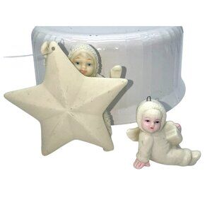 DEPARTMENT 56 SNOW BABY WITH STAR ORNAMENT AND A FRIEND CHRISTMAS HOLIDAY